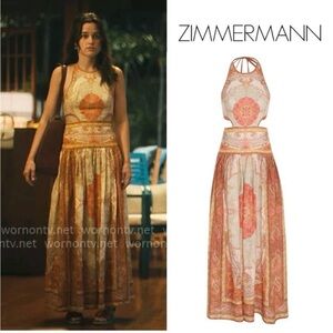 RARE Zimmerman anneke white Lotus dress print maxi cut out xs linen